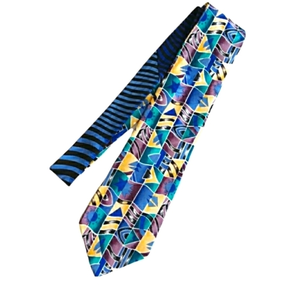 Albert Nipon Men's Geometric Print Silk Neck Tie Tie - Picture 1 of 4